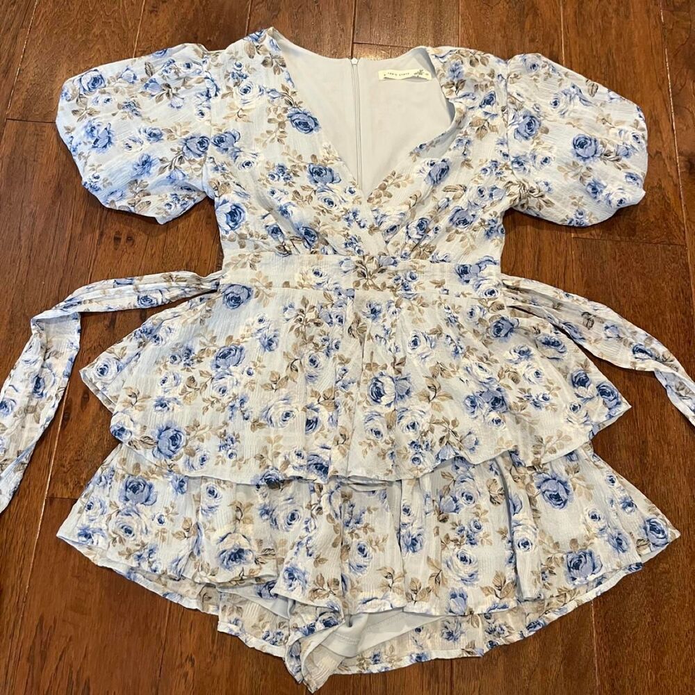 Altar-d-state Women's White and Blue Playsuit-romper